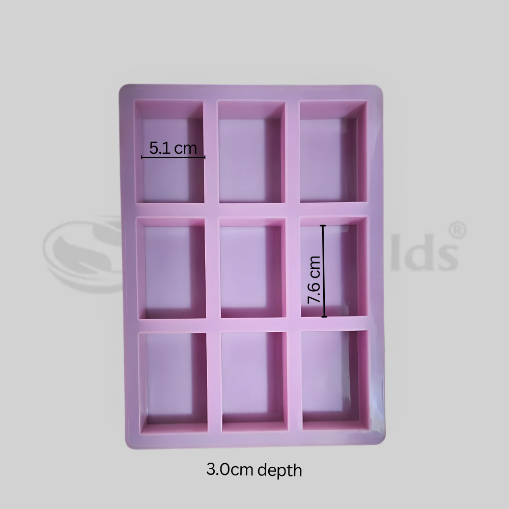 SILICOMOLDS - 110gms - Rectangle Shape - 9 Cavities Silicone Soap Mold-URP052SM