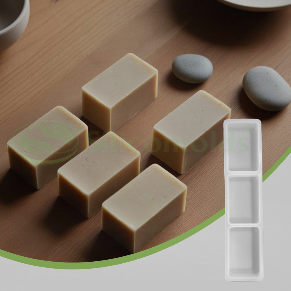 SILICOMOLDS – 40gms – Rectangle -3 Cavities Silicone Soap Mold-URP060SM