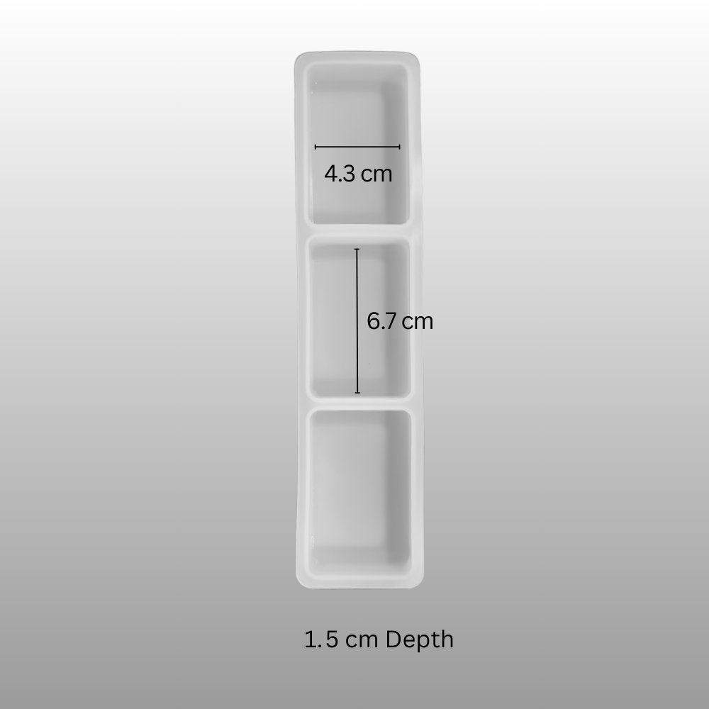 SILICOMOLDS – 40gms – Rectangle -3 Cavities Silicone Soap Mold-URP060SM