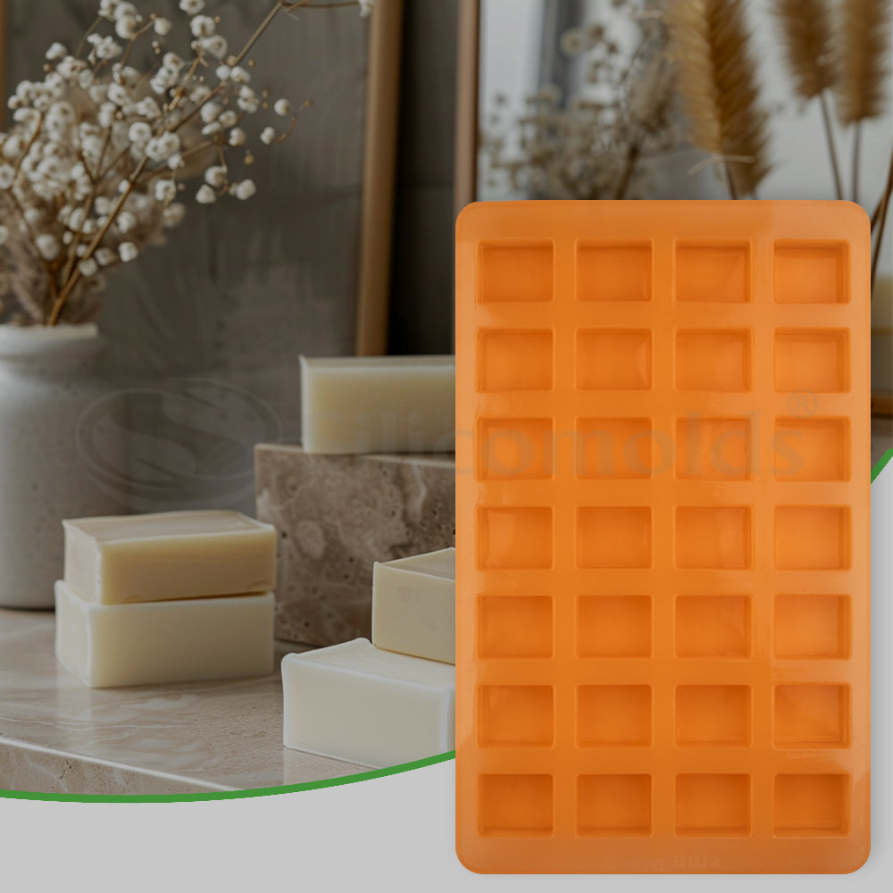 SILICOMOLDS - 30gms - Rectangle Shape– 28 Cavities Silicone Soap Mold-URP036SM