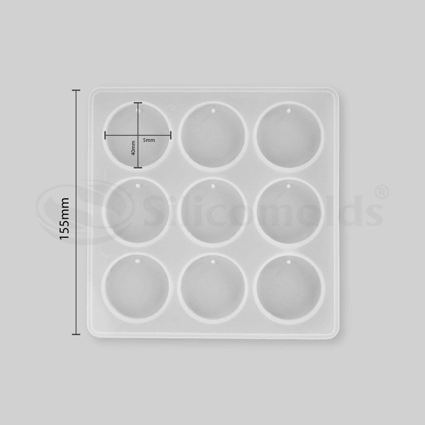 SILICOMOLDS - 40MM - ROUND KEYCHAIN - 9 CAVITY SILICONE MOLD - URP247-RM