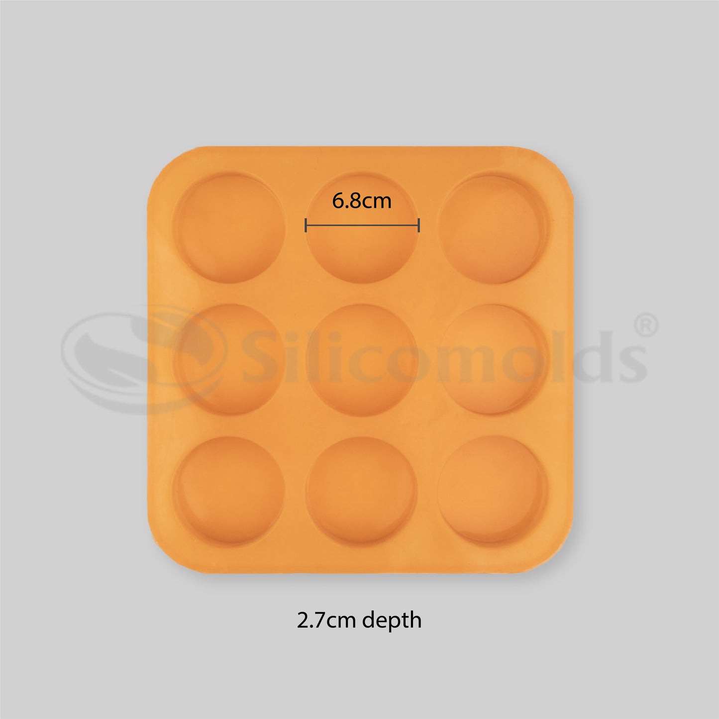 SILICOMOLDS - 100gms - Round Shape - 9 Cavities Silicone Soap Mold-URP004SM