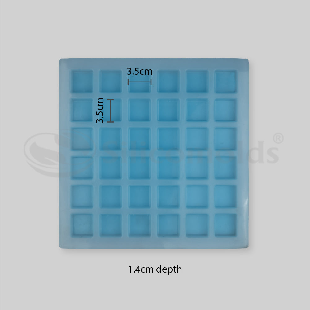 SILICOMOLDS - 20gms - Square Shape-36 Cavities Silicone Soap Mold-URP005SM