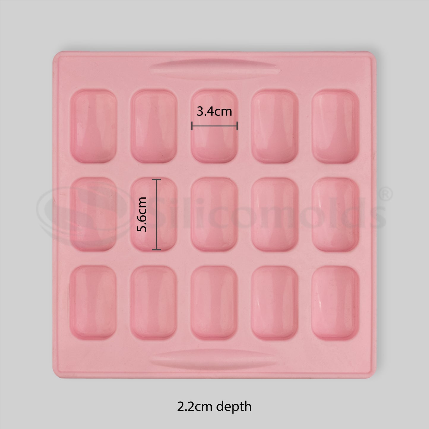 SILICOMOLDS - 30gms - Rectangle Shape- 15 Cavities Silicone Soap Mold-URP013SM