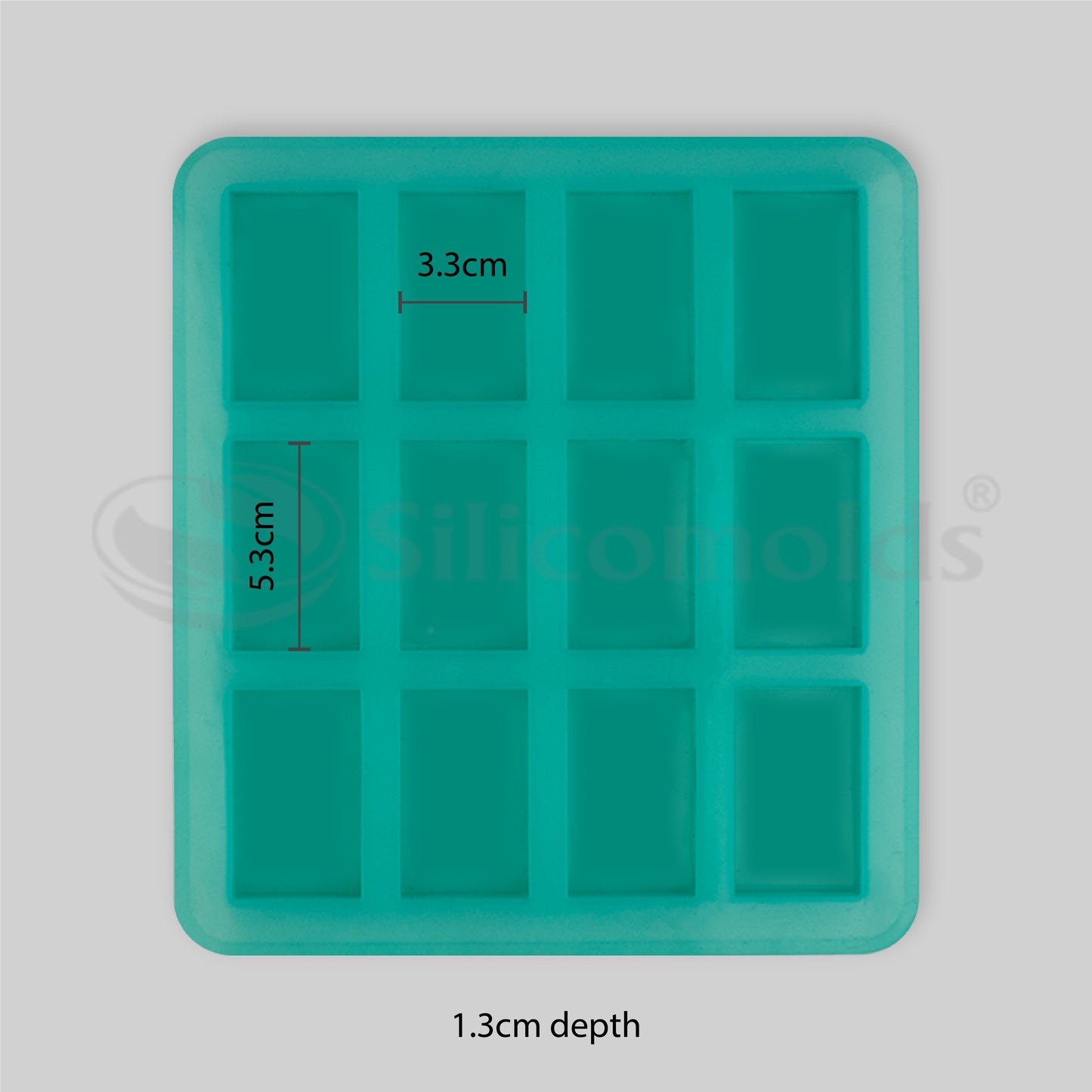 SILICOMOLDS - 25gms - Rectangle Shape -12 Cavities Silicone Soap Mold-URP016SM