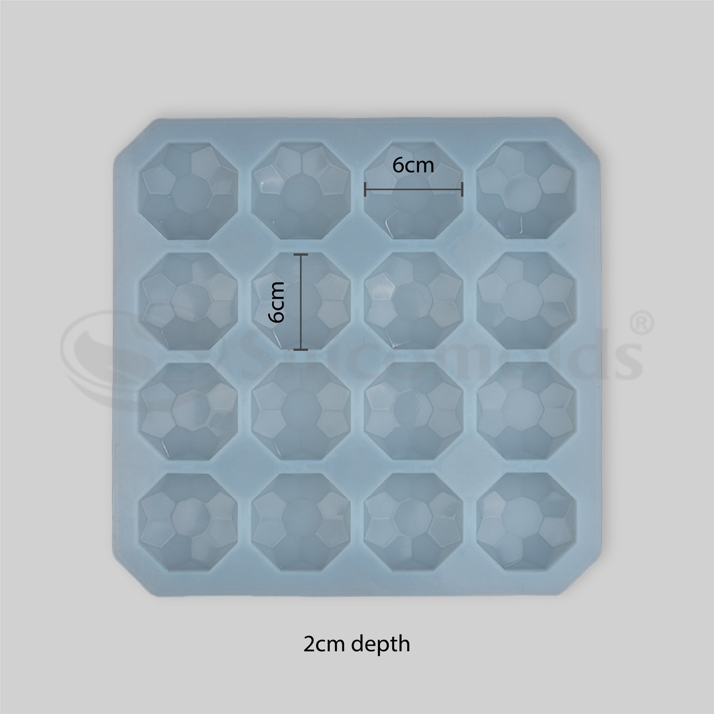 SILICOMOLDS - 50gms - Diamond Shape -16 Cavities Silicone Soap Mold-URP023SM