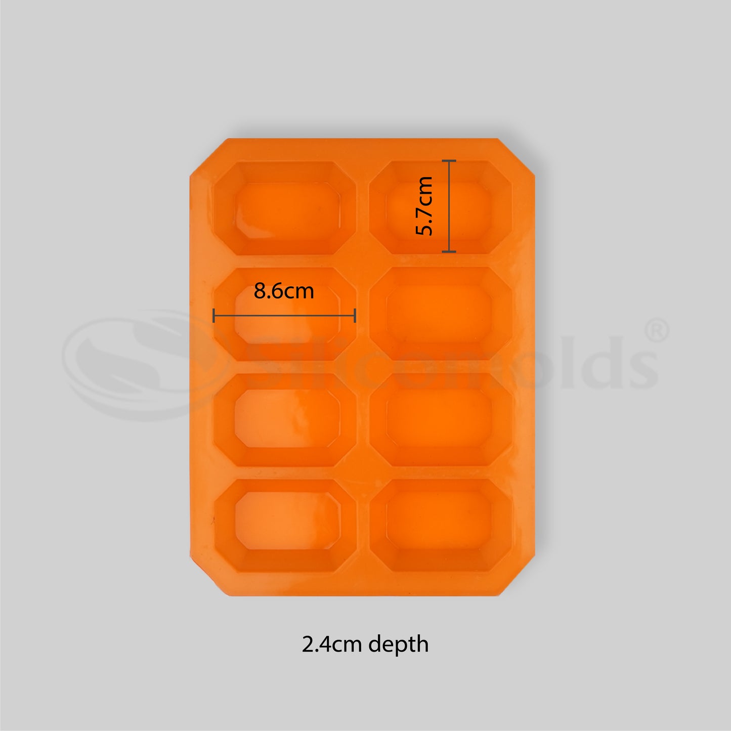 SILICOMOLDS - 100gms - Octagonal Shape - 8 Cavities Silicone Soap Mold-URP024SM