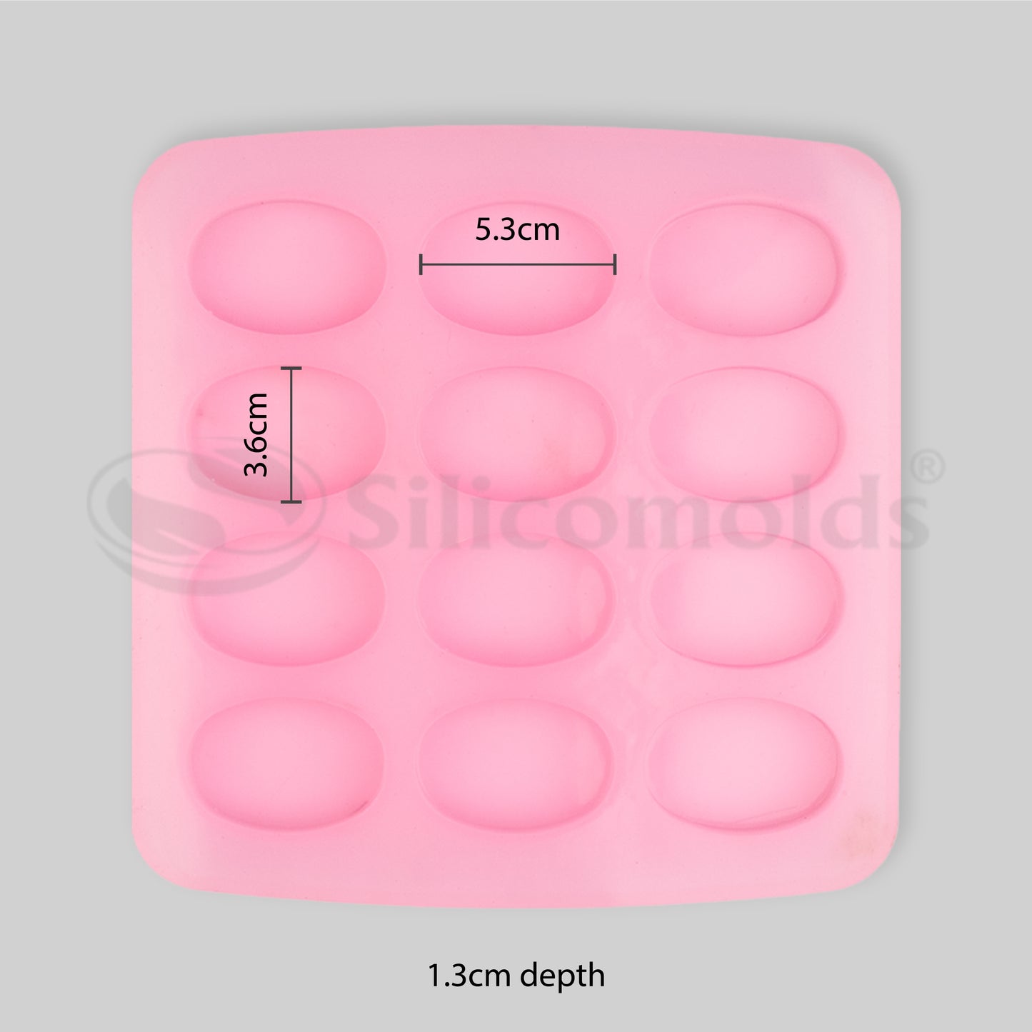 SILICOMOLDS - 20gms- Oval Shape –12 Cavities Silicone Soap Mold-URP032SM