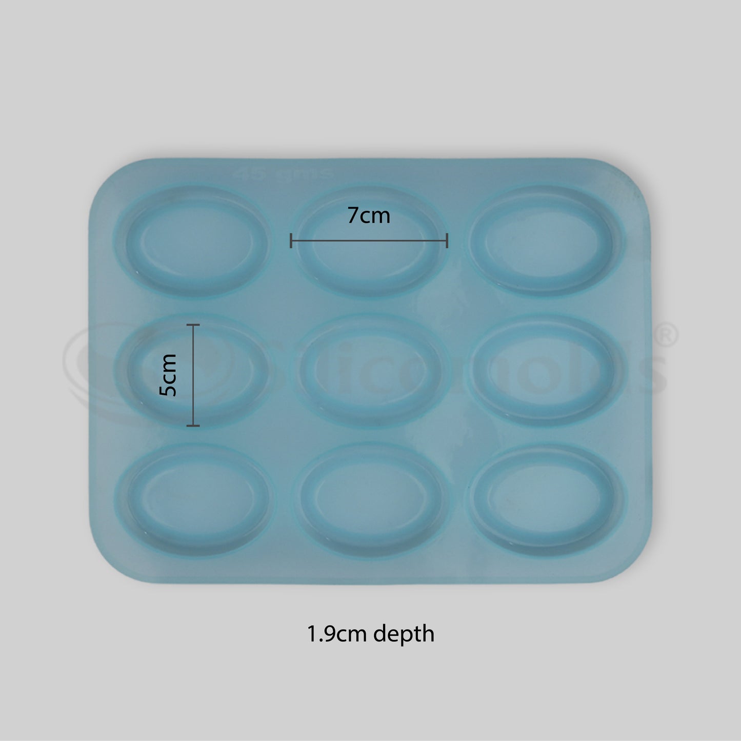 SILICOMOLDS - 45gms - Oval- 9 Cavities Silicone Soap Mold-URP043SM