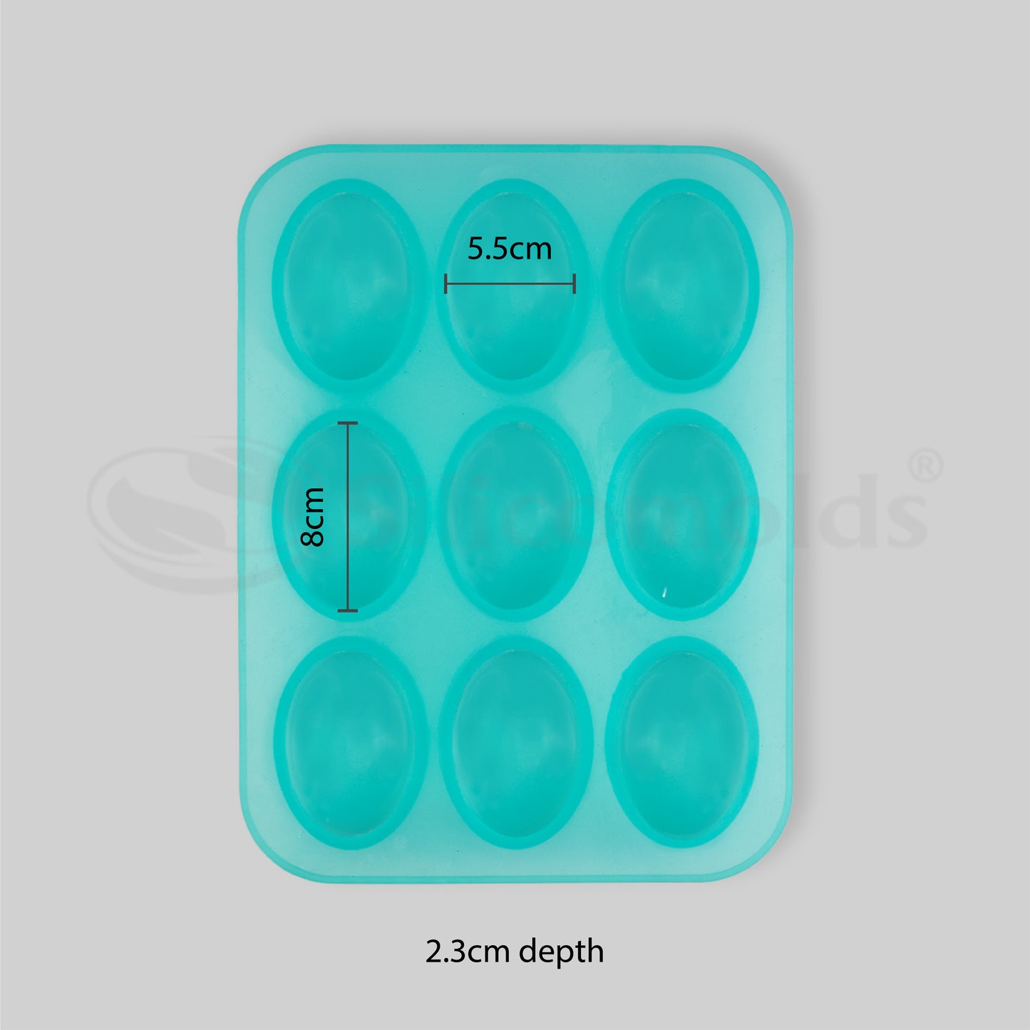 SILICOMOLDS - 70gms - Egg Shape - Oval - 9 Cavities Silicone Soap Mold-URP044SM