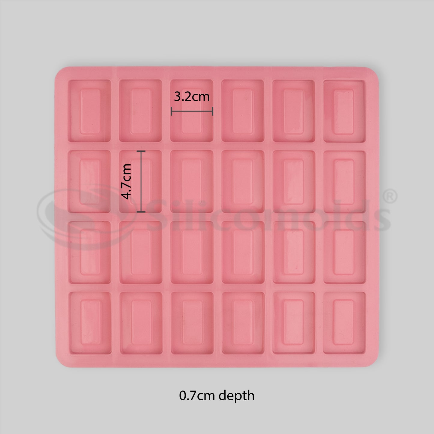 SILICOMOLDS - 15gms - Rectangle - 24 Cavities Silicone Soap Mold-URP046SM