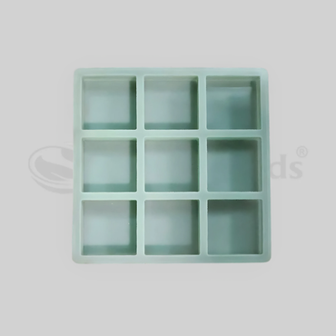 SILICOMOLDS - 100gms - Square Shape - Design-2 - 9 Cavities Silicone Soap Mold-URP061SM