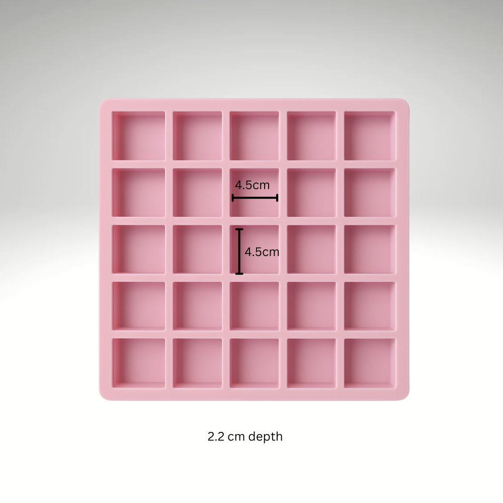 SILICOMOLDS - 50gms - Square Shape -25 Cavities Silicone Soap Mold-URP011SM