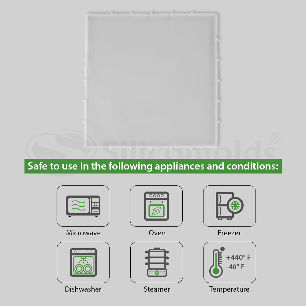 SILICOMOLDS - 12" X 12" X 10MM SQUARE - PLAIN SILICONE MOLD - URP241- RM