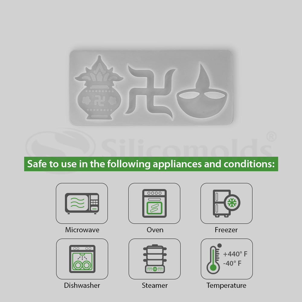 SILICOMOLDS - KALASH - DIYA - SWASTIK MOLD - URP149-RM