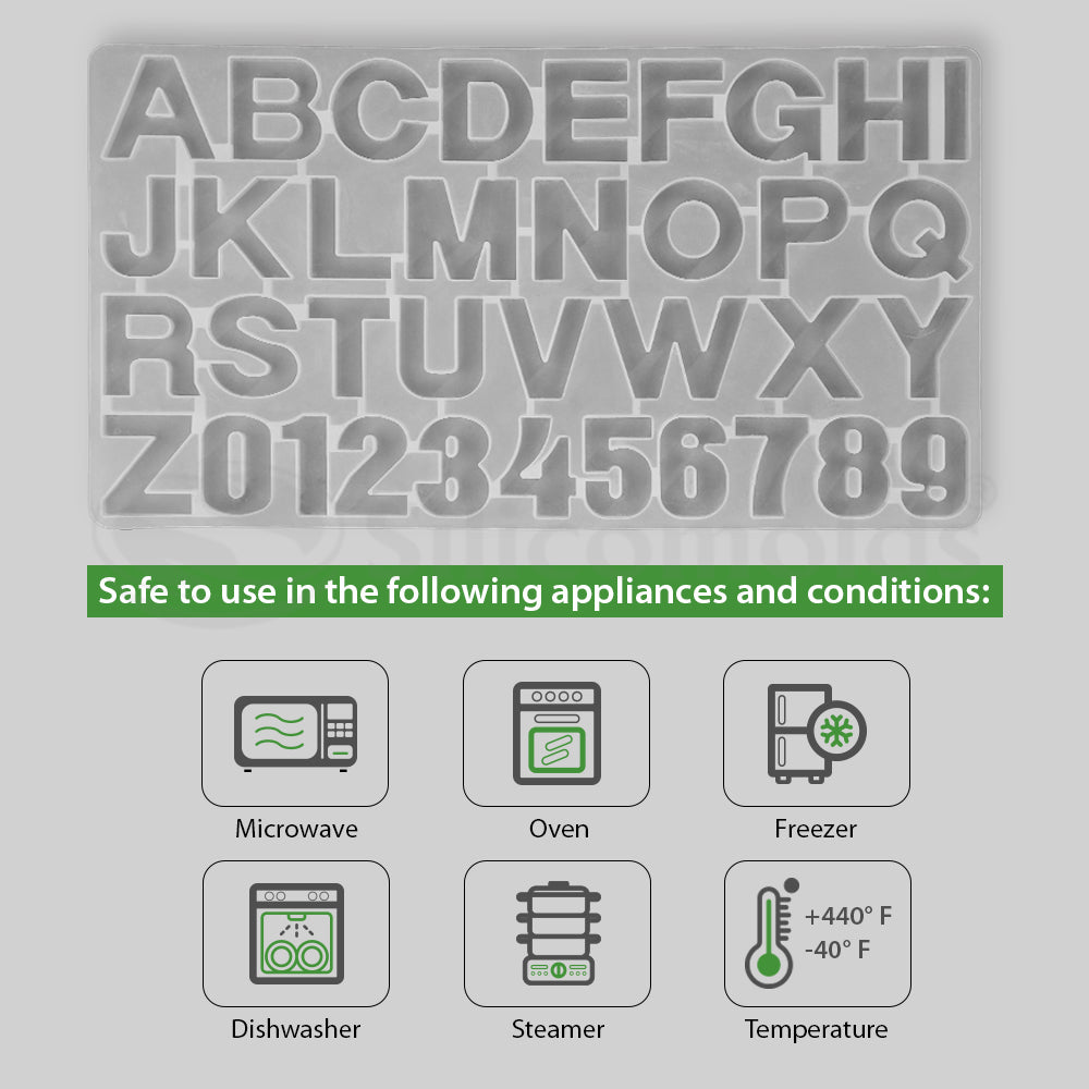 SILICOMOLDS -Silicone Alphabet Mold Front Pouring Plain URP202RM