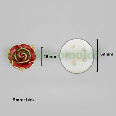 Silicomolds - Flatback Rose Petal Candle / Wax 5 Cavities SIlicone Mold - URP357CM