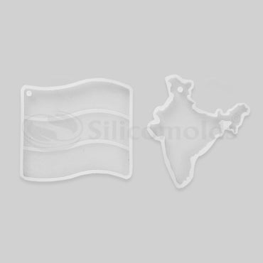 SILICOMOLDS -India Map / Flag Keychain Mold - URP237RM