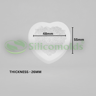 Silicomolds - Heart Shape Rose Candle / Wax / Soap Mold - URP383CM