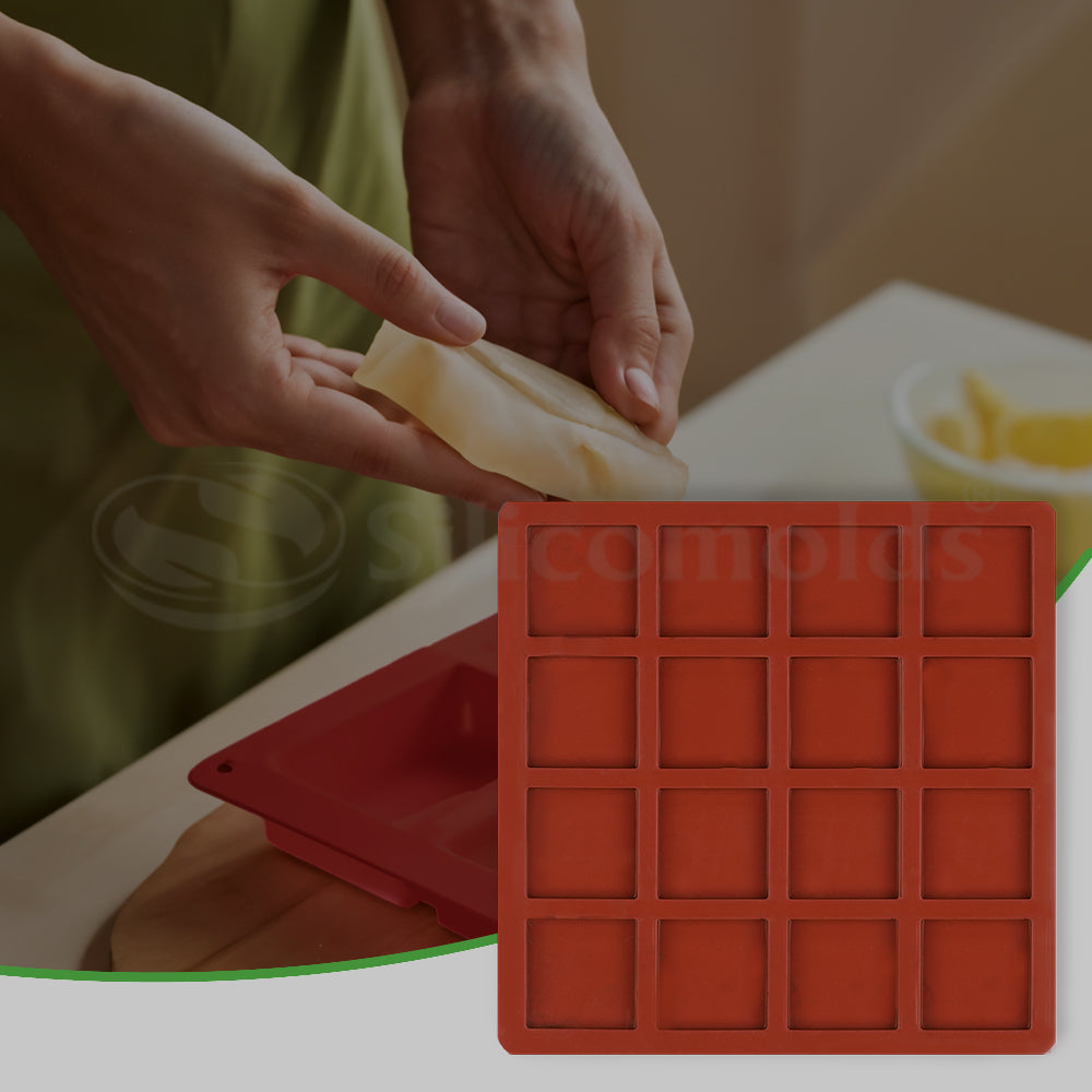 SILICOMOLDS - 10gms - Square - 16 Cavities – Silicone Soap Mold-URP048SM