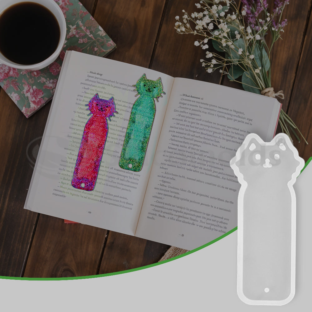 SILICOMOLDS - SMALL CAT - 4" BOOKMARK RESIN MOLD - URP093RM