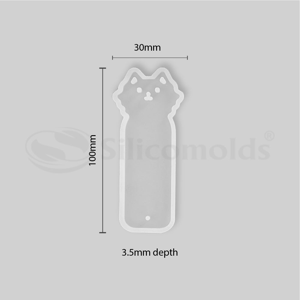 SILICOMOLDS - SMALL CAT - 4" BOOKMARK RESIN MOLD - URP093RM