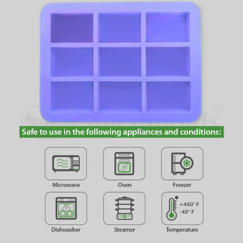 SILICOMOLDS - 100gms - Rectangle Shape - 9 Cavities Silicone Soap Mold - URP022SM