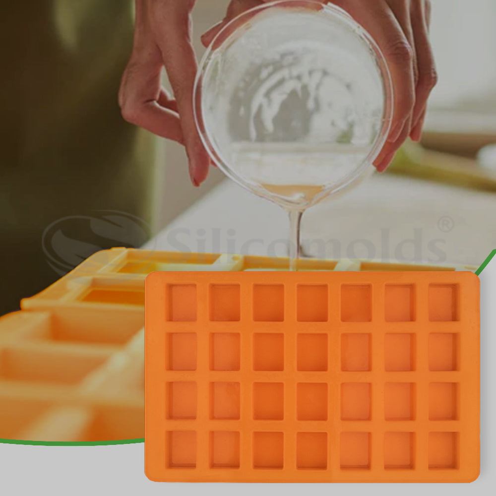 SILICOMOLDS - 35gms - Rectangle Shape - 28 cavities Silicone Soap Mold-URP017SM