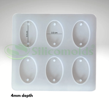 SILICOMOLDS- 1.4" Oval Shape Rakhi Mold - 6 cavities - URP335RM