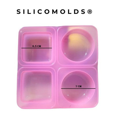 SILICOMOLDS - 125 GMS - ROUND+SQUARE - 4 CVT SILICONE MOLD