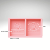 SILICOMOLDS - 100gms - Rectangle -2 cavities -  Silicone Soap Mold With Customised Logo. (Copy)