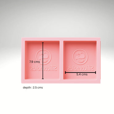 SILICOMOLDS - 100gms - Rectangle -2 cavities -  Silicone Soap Mold With Customised Logo. (Copy)
