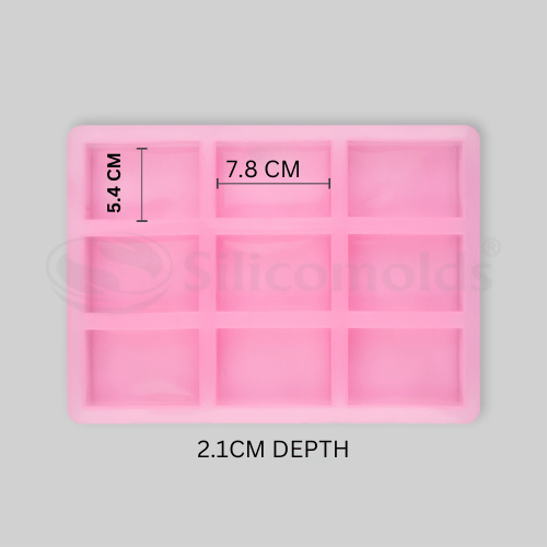 SILICOMOLDS - 95gms - Rectangle Shape -  9 Cavities Silicone Soap Mold-URP058SM