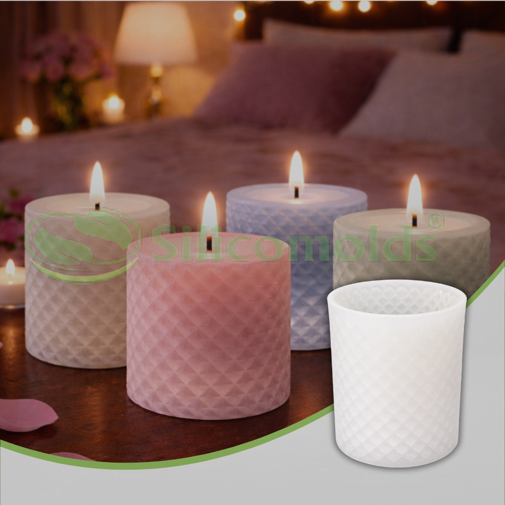 Silicomolds - 2.5" X 2.5" Chequered Round Pillar Mold - URP389CM