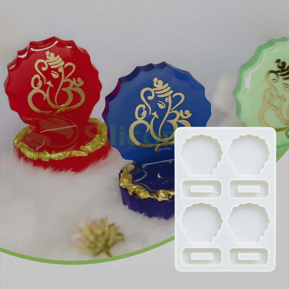 SILICOMOLDS - 2" Agate Silicone Cardash / Photoframe Mold - 4 Cavities - URP355RM