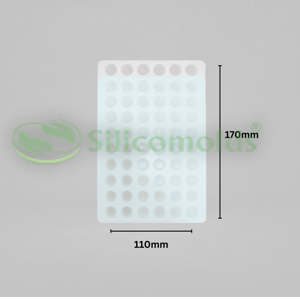 Silicomolds - Ghee Diya Mold - 1gms - Flat Bottom - 13 X 8.5 mm - 60 Cavities - URP368GD