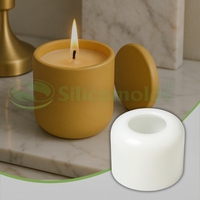 Silicomolds - Silicone candle/wax jar mold with lid - 3.5"W x 3" L - rounded bottom -URP353WM