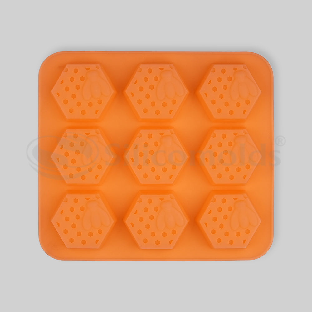 SILICOMOLDS - 70gms-Honey Bee – 9 Cavities Silicone Soap Mold -URP042SM