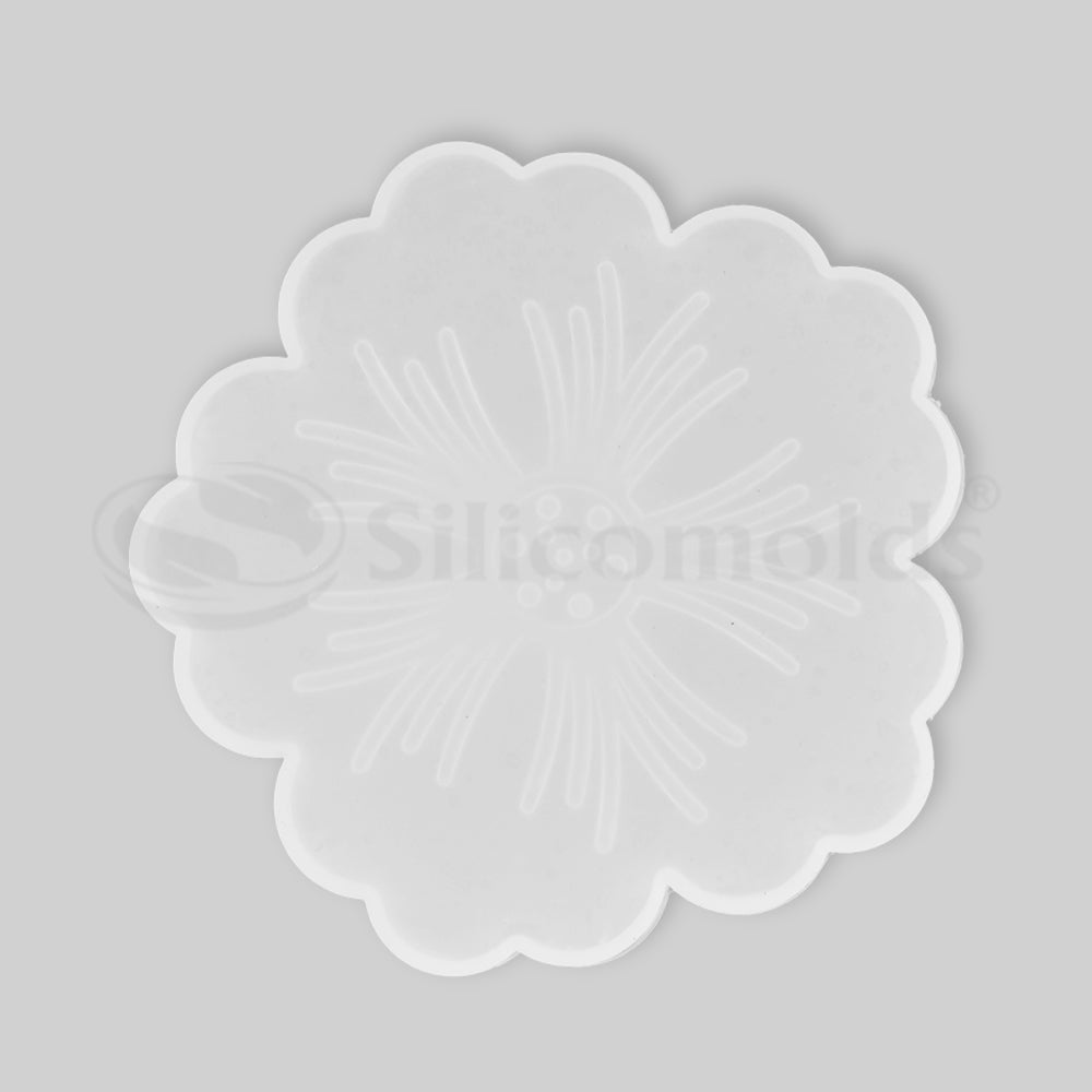 "SILICOMOLDS - 4.5 " X 7mm - FLOWER COASTER MOLD - URP105- RM"