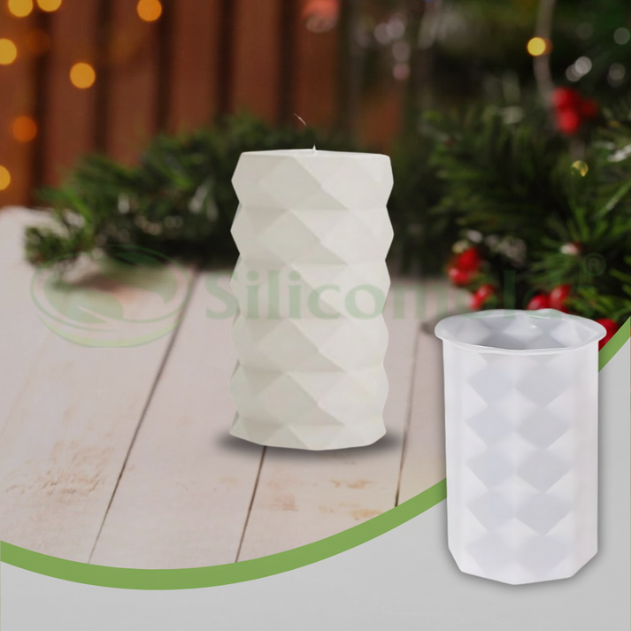 SILICOMOLDS - Diamond cylindrical candle Mold-CM021