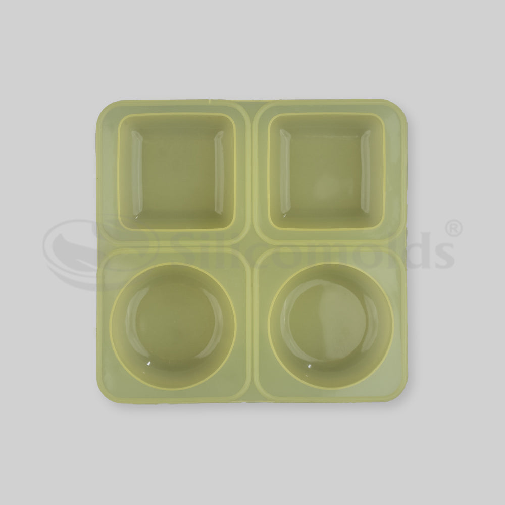 SILICOMOLDS - 125 GMS - ROUND+SQUARE - 4 CVT SILICONE MOLD