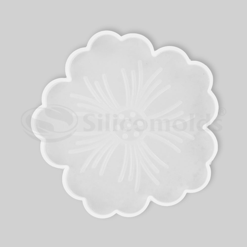 "SILICOMOLDS - 4.5 " X 7mm - FLOWER COASTER MOLD - URP105- RM"