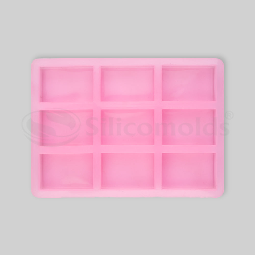 SILICOMOLDS - 95gms - Rectangle Shape -  9 Cavities Silicone Soap Mold-URP058SM