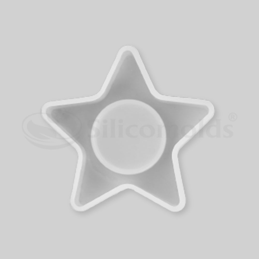 SILICOMOLDS - 3" STAR SHAPE TEALIGHT CANDLE HOLDER MOLD - URP160- RM
