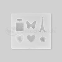 SILICOMOLDS - HEART, EIFFEL TOWER VARIOUS JEWELLERY MOLD - URP230-RM