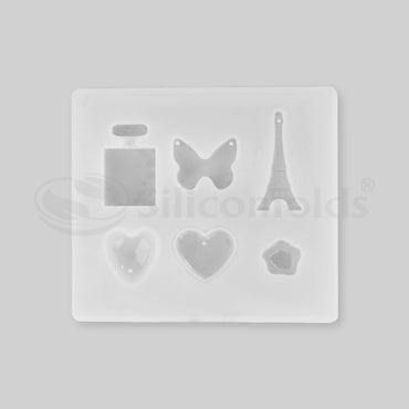 SILICOMOLDS - HEART, EIFFEL TOWER VARIOUS JEWELLERY MOLD - URP230-RM