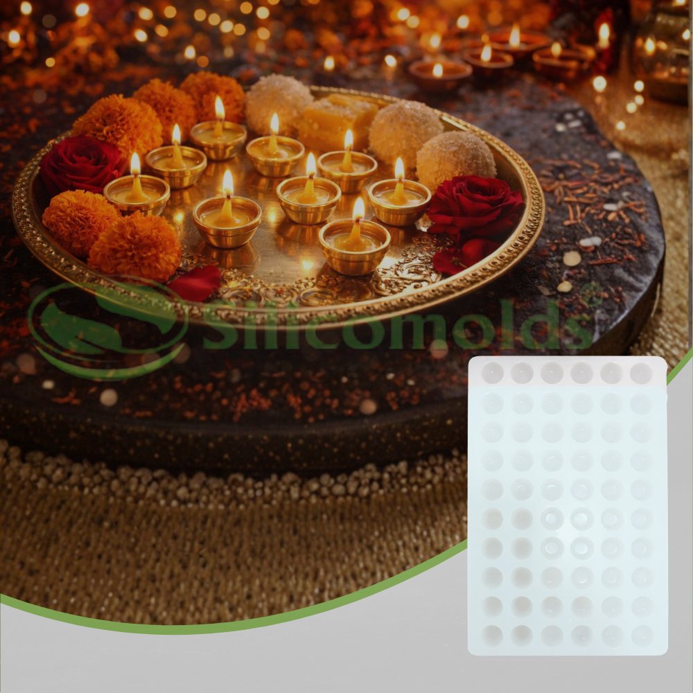 Silicomolds - Ghee Diya Mold - 0.75gms - Round Bottom - 20 X 10 Mm - 60 Cavities - URP373GD