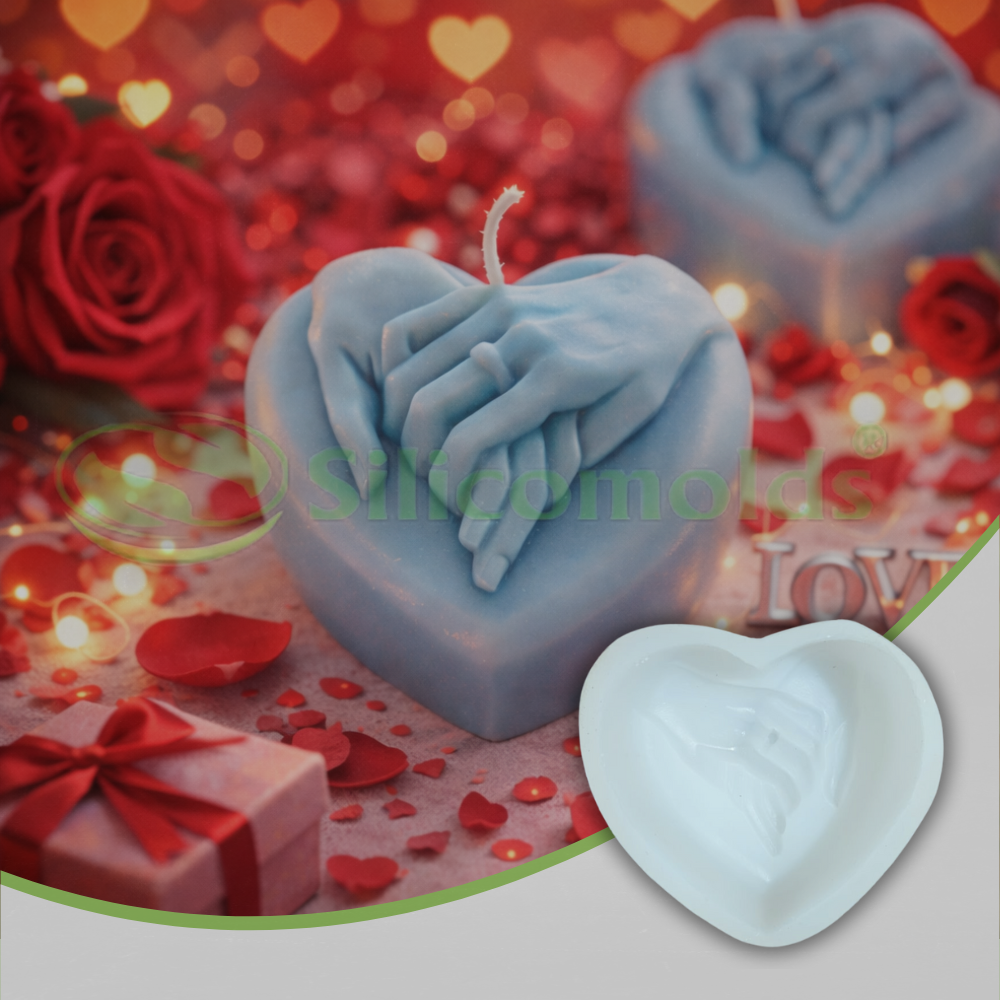 Silicomolds - Heart Shape Holding Hands - Candle / Wax / Soap Mold - URP384CM