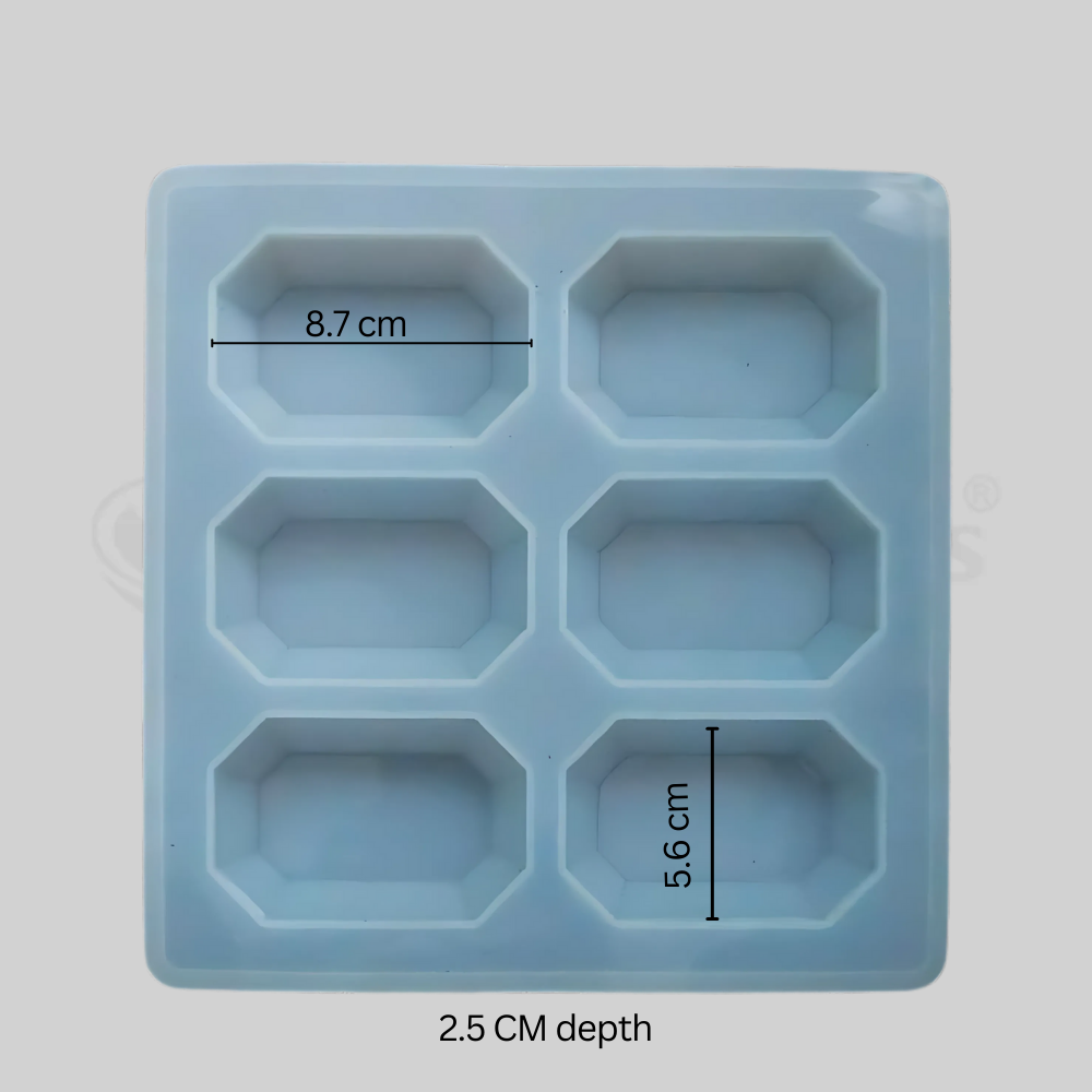SILICOMOLDS - 85gms - Octagonal Shape - 6 Cavities Silicone Soap Mold-URP057SM