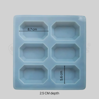 SILICOMOLDS - 85gms - Octagonal Shape - 6 Cavities Silicone Soap Mold-URP057SM
